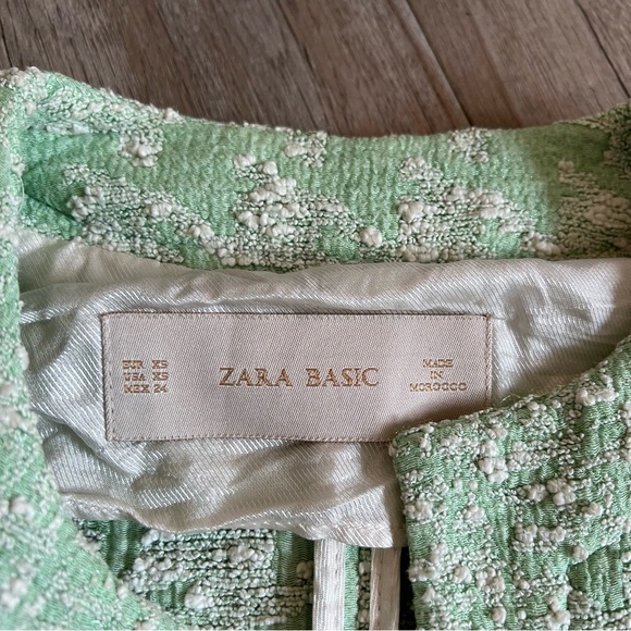 Zara Light Green Tweed Blazer - Picture 2 of 5